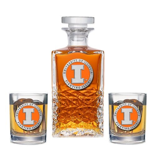 Illinois Heritage Decanter with 2 Rocks Glasses
