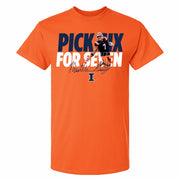 Illinois Fighting Illini NIL Pick Six for Seven Matthew Bailey Short Sleeve Tee Orange