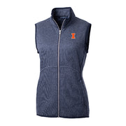 Illinois Fighting Illini Cutter & Buck Women's Mainsail Sweater Knit Full Zip Vest
