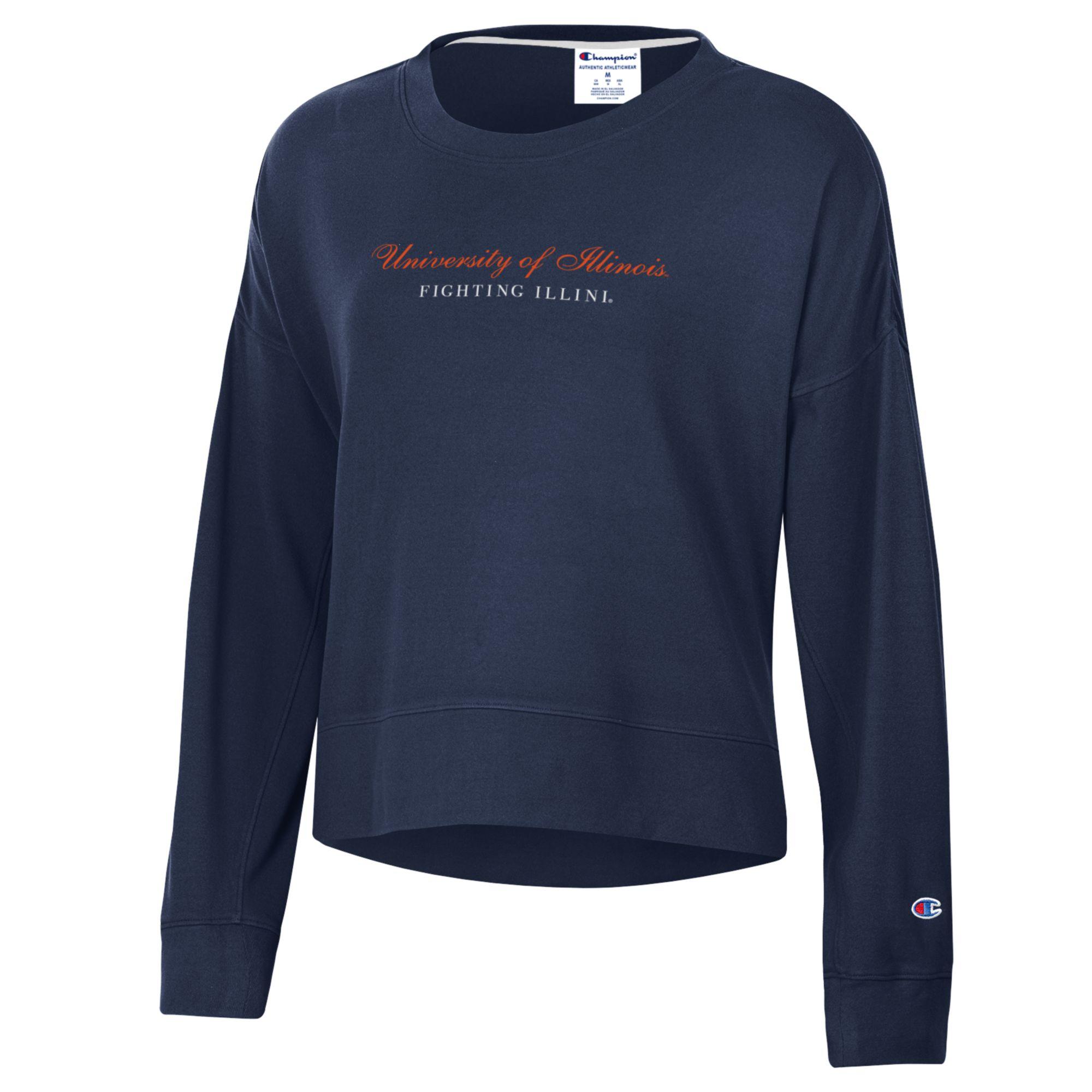 Illinois Sweatshirt Women's Navy Script U of I
