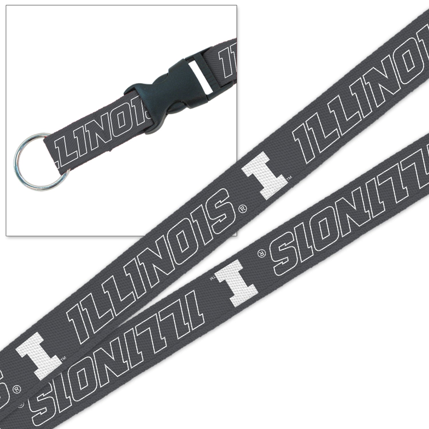 Illinois Fighting Illini Two-Sided Grey Lanyard