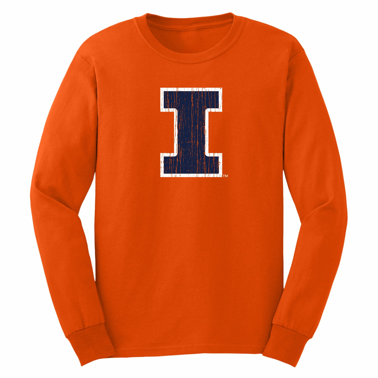 Illinois Fighting Illini Distressed Block I Orange Long-Sleeve T-Shirt