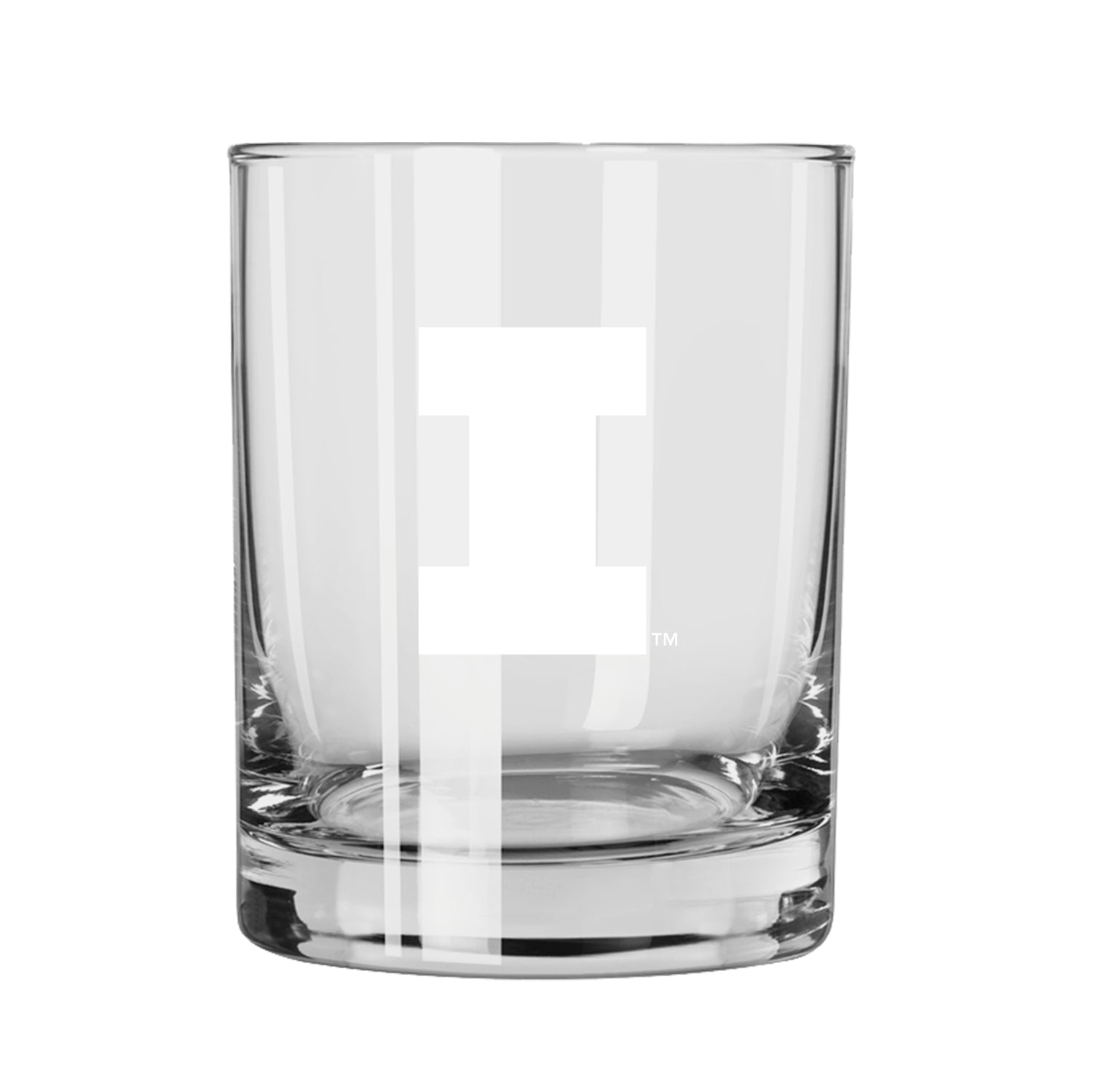 Fighting Illini Etched Rocks Glass