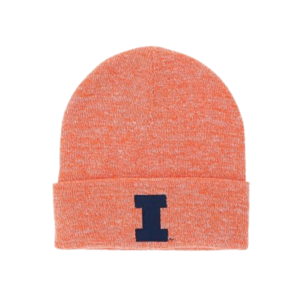 Illinois Orange Marled Cuffed Beanie