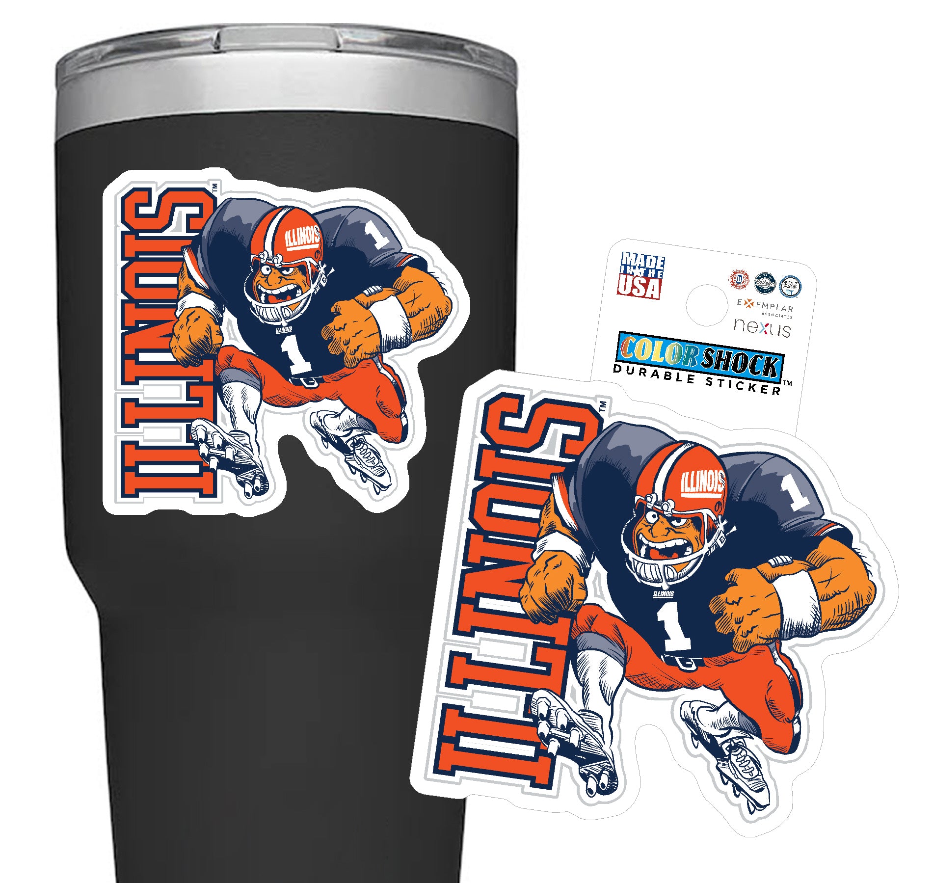 Illinois Football Retro Player Sticker