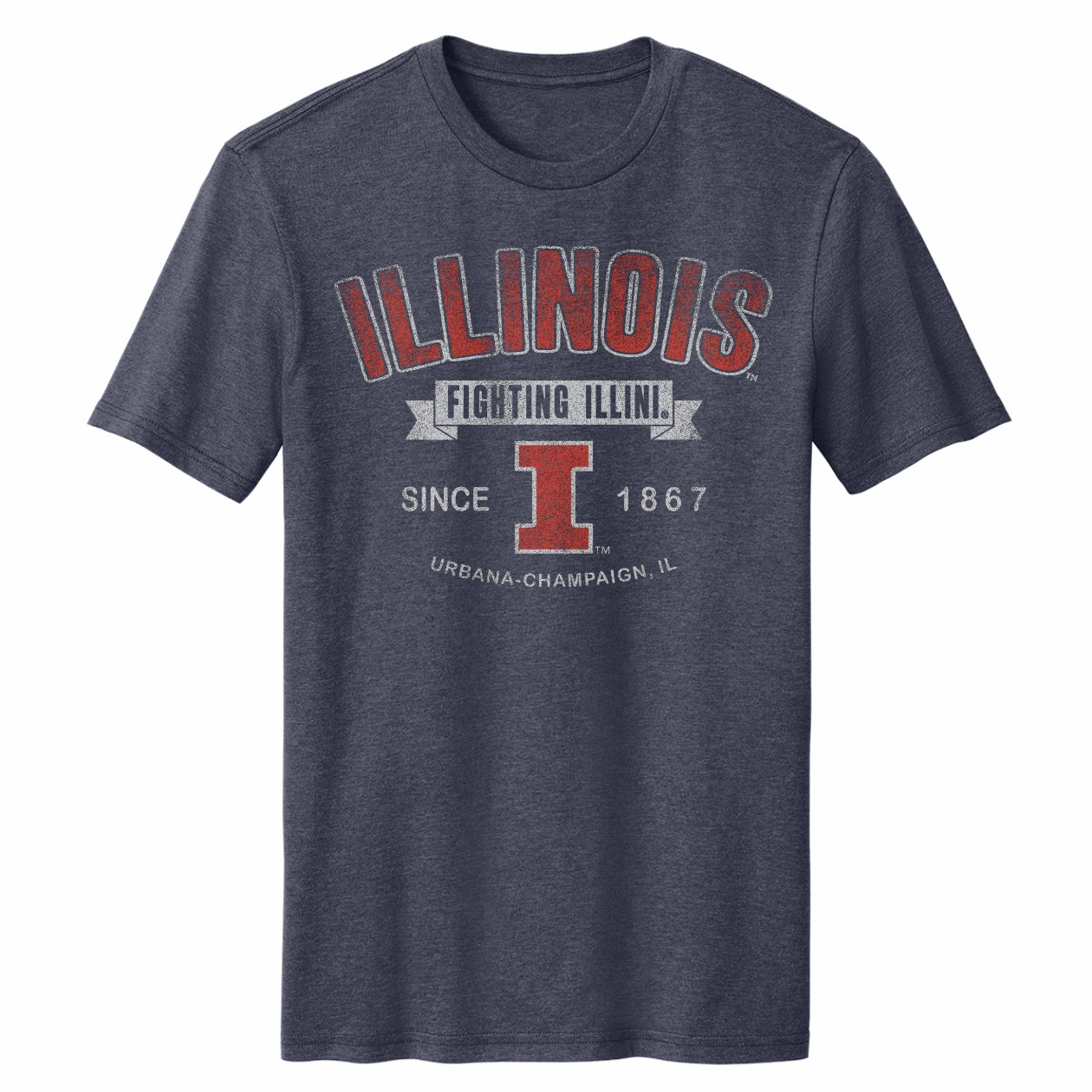 Illinois T-Shirt Navy Banner Distressed