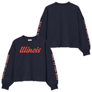 Illinois Sweatshirt Women's Navy Script Mini Crop