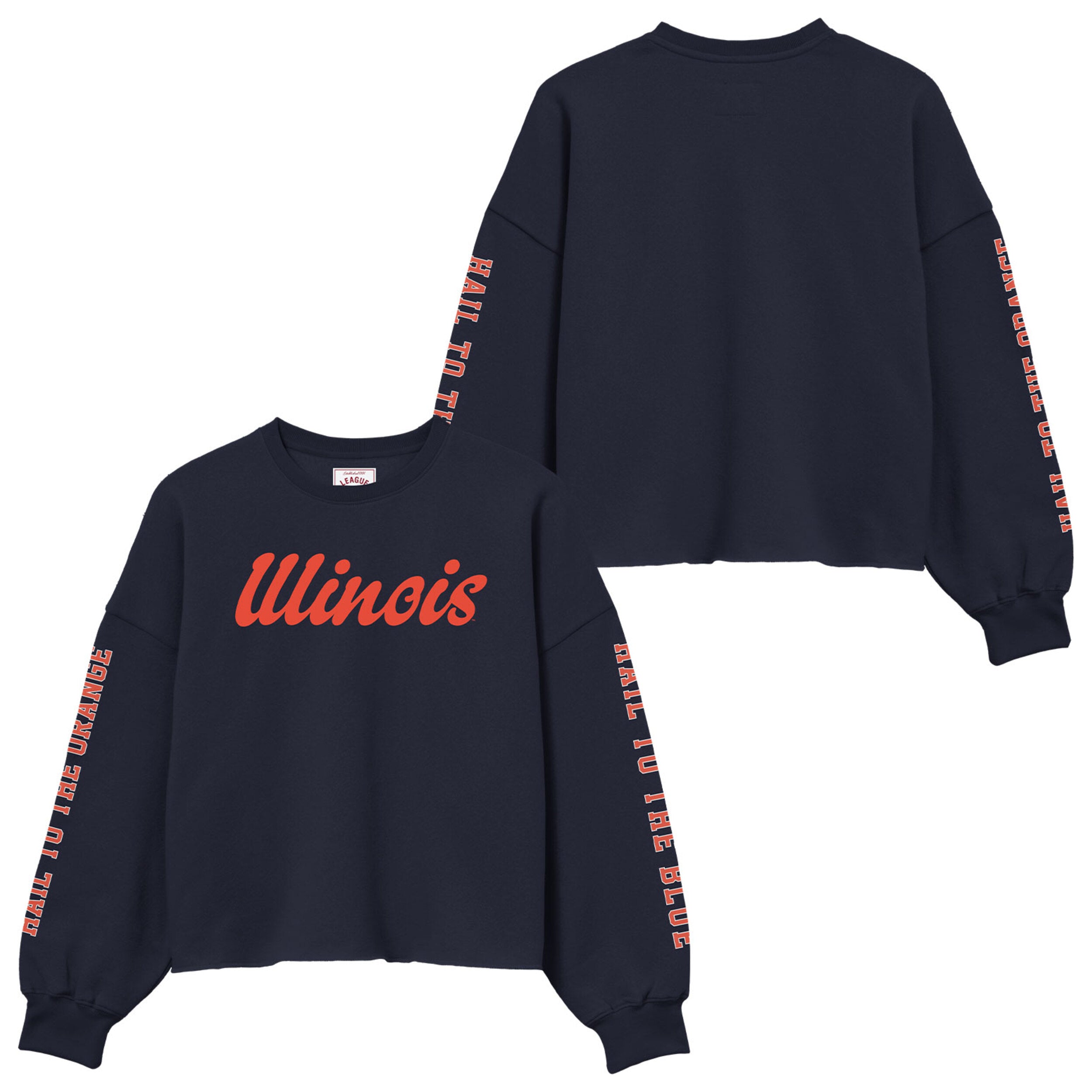 Illinois Sweatshirt Women's Navy Script Mini Crop