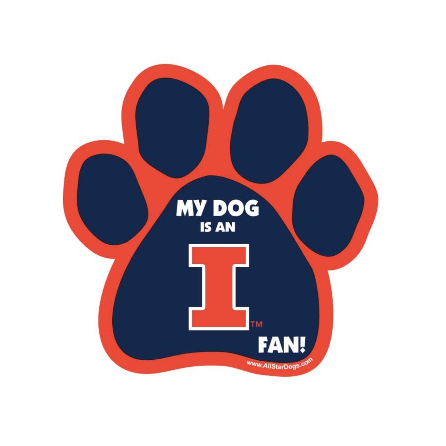 Illinois Fighting Illini Paw Print Magnet