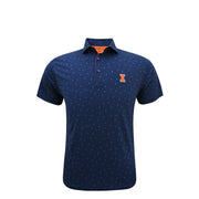 Illinois Polo Men's Navy Horn Legend State Shape Pattern