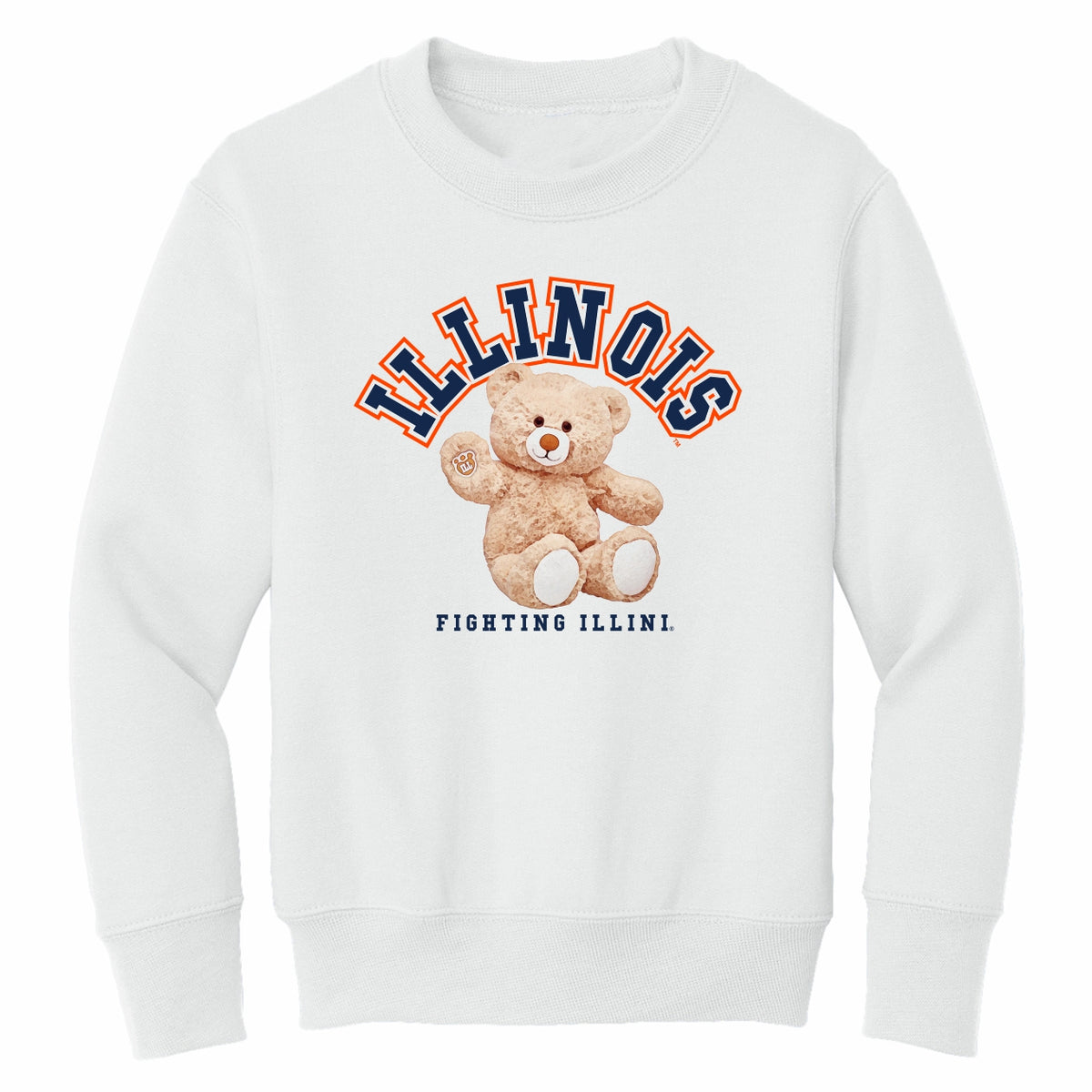 Illinois Sweatshirt Kids White Stuffed Bear Crewneck