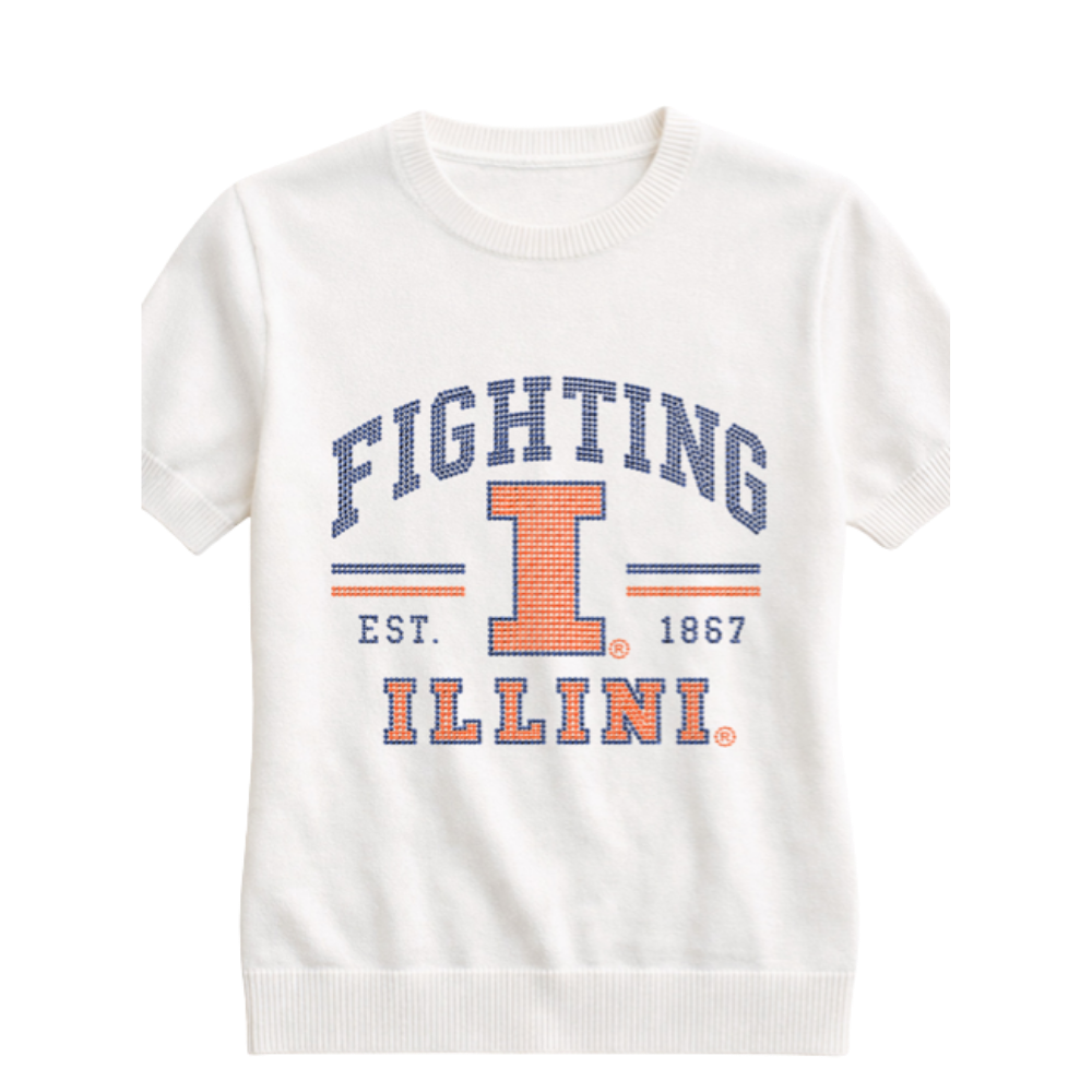 Illinois Fighting Illini Women's Arch Block I Short Sleeve Sweater