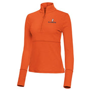 Fighting Illini Antigua Women's Ribbed Orange 1/2 Zip Pullover