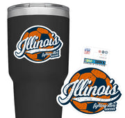 Fighting Illini Distressed Script Soccer Ball Decal