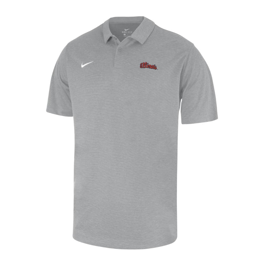 Illinois Fighting Illini Nike Heather Polo- Silver