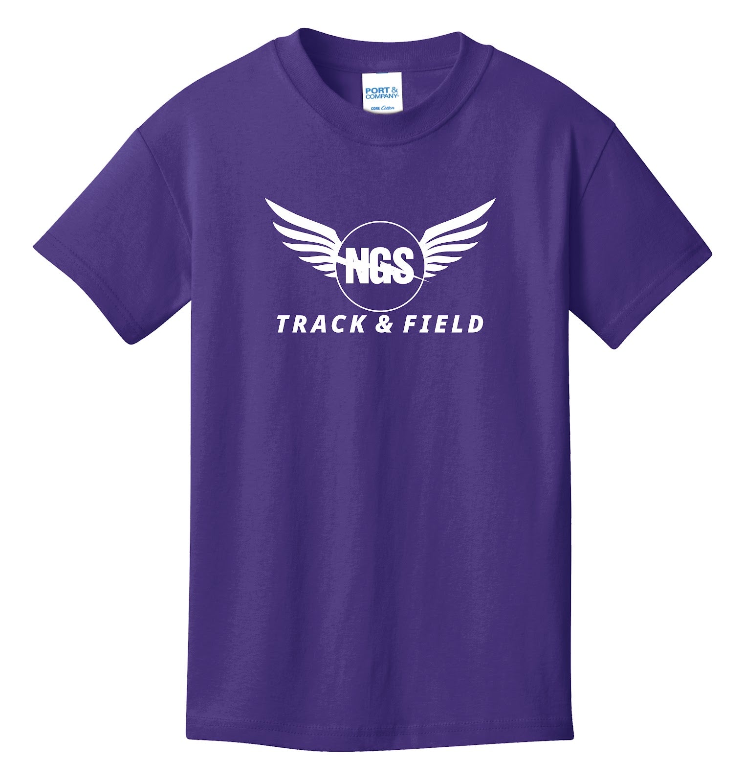 NGS Track and Field Logo Purple Tee Youth