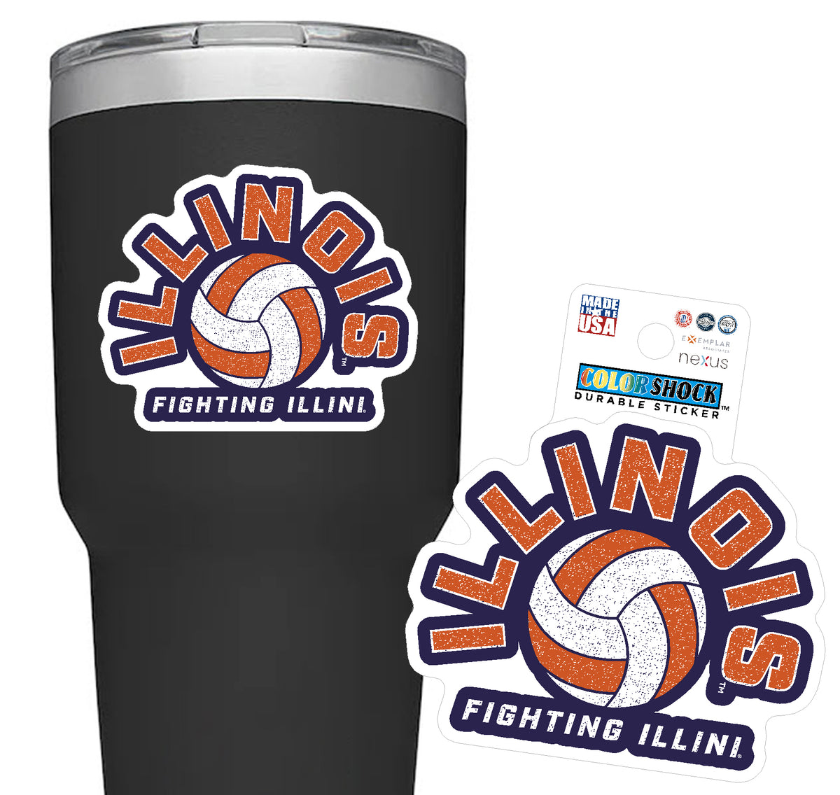 Fighting Illini Distressed Arch Volleyball Decal