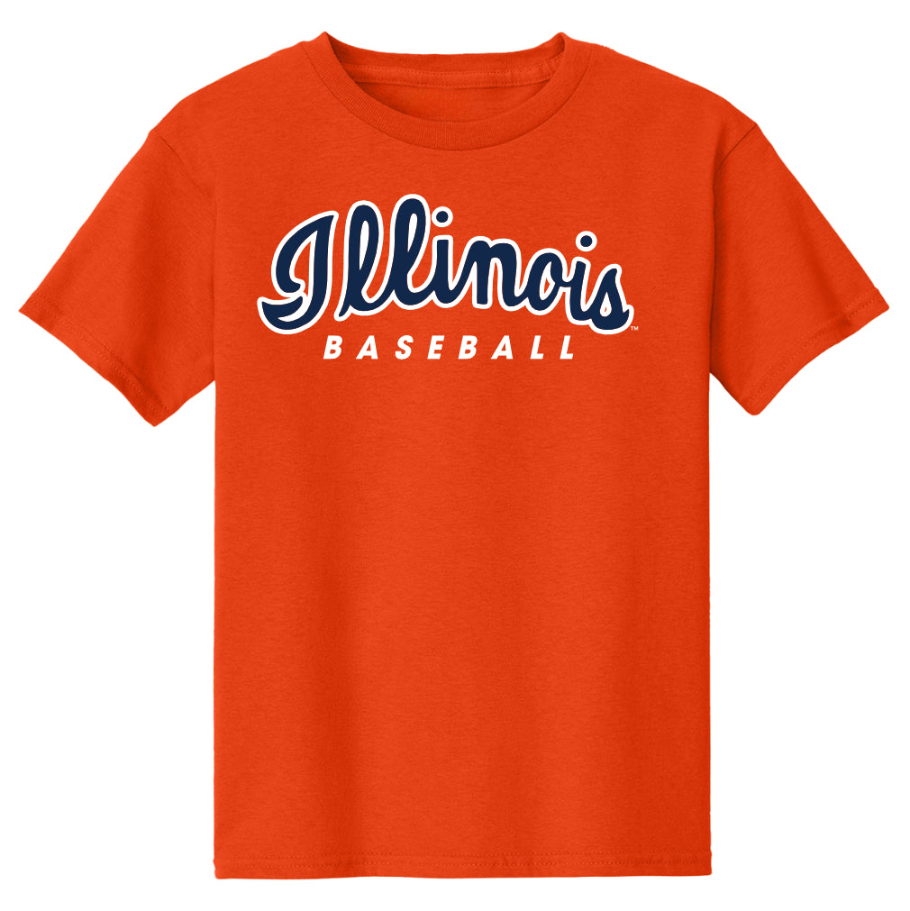 Illinois Fighting Illini Baseball T-Shirt Orange Script