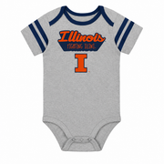 Fighting Illini Grey Applique Sleeves Infant Onesie