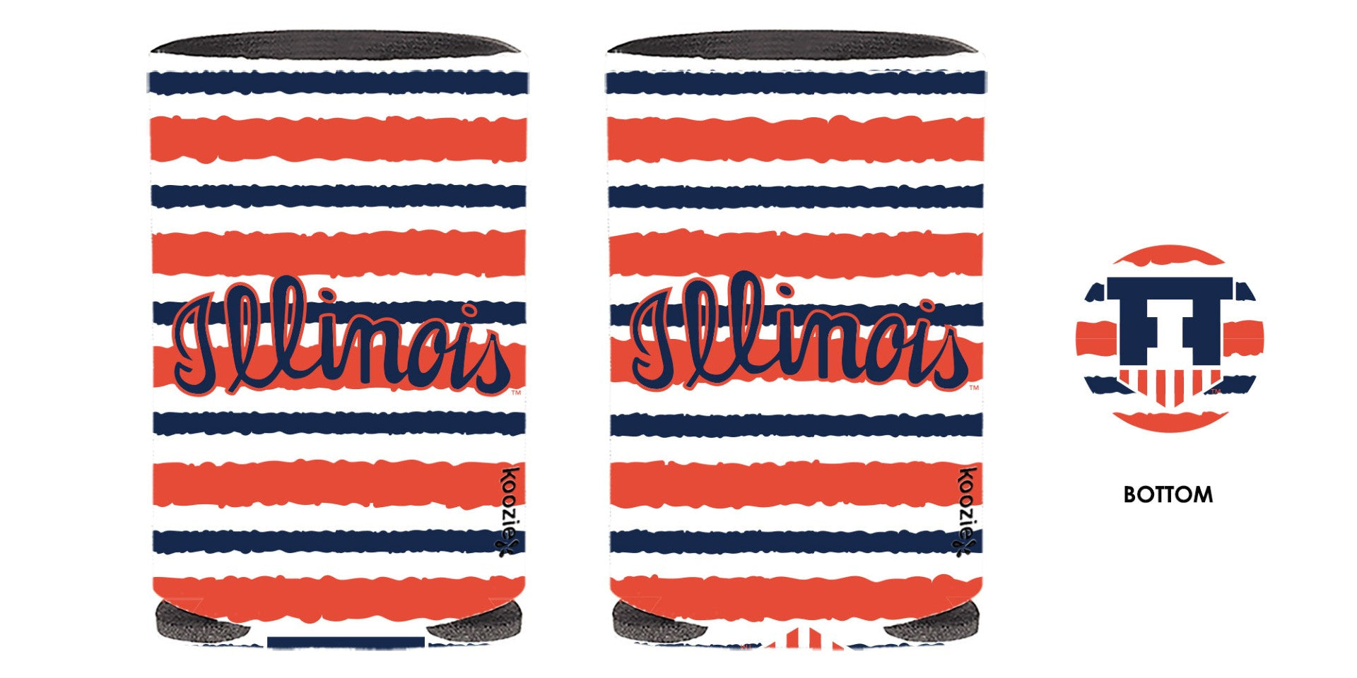 Illinois Fighting Illini White Script Stripe Koozie
