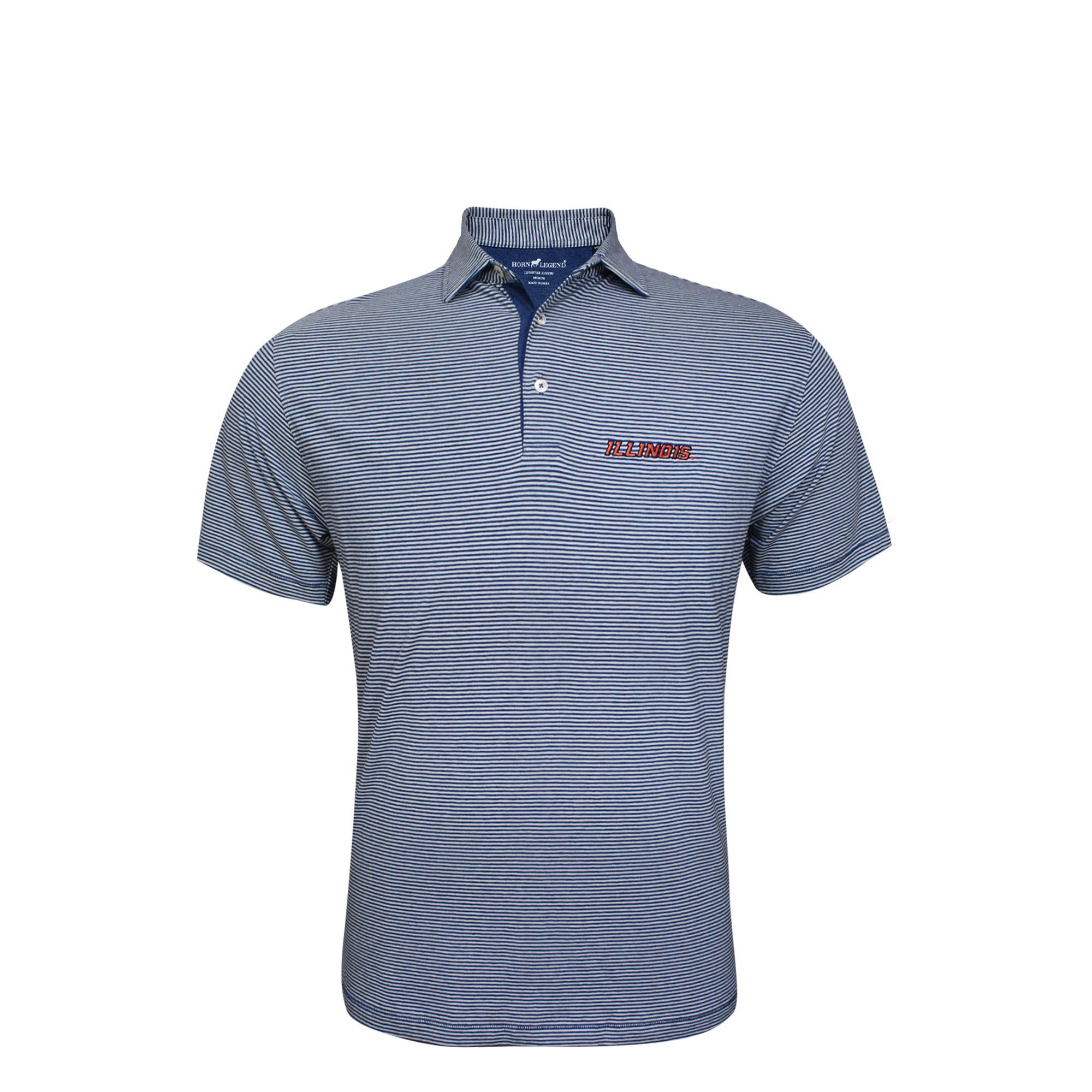 Illinois Polo Men's Striped Navy Horn Legend