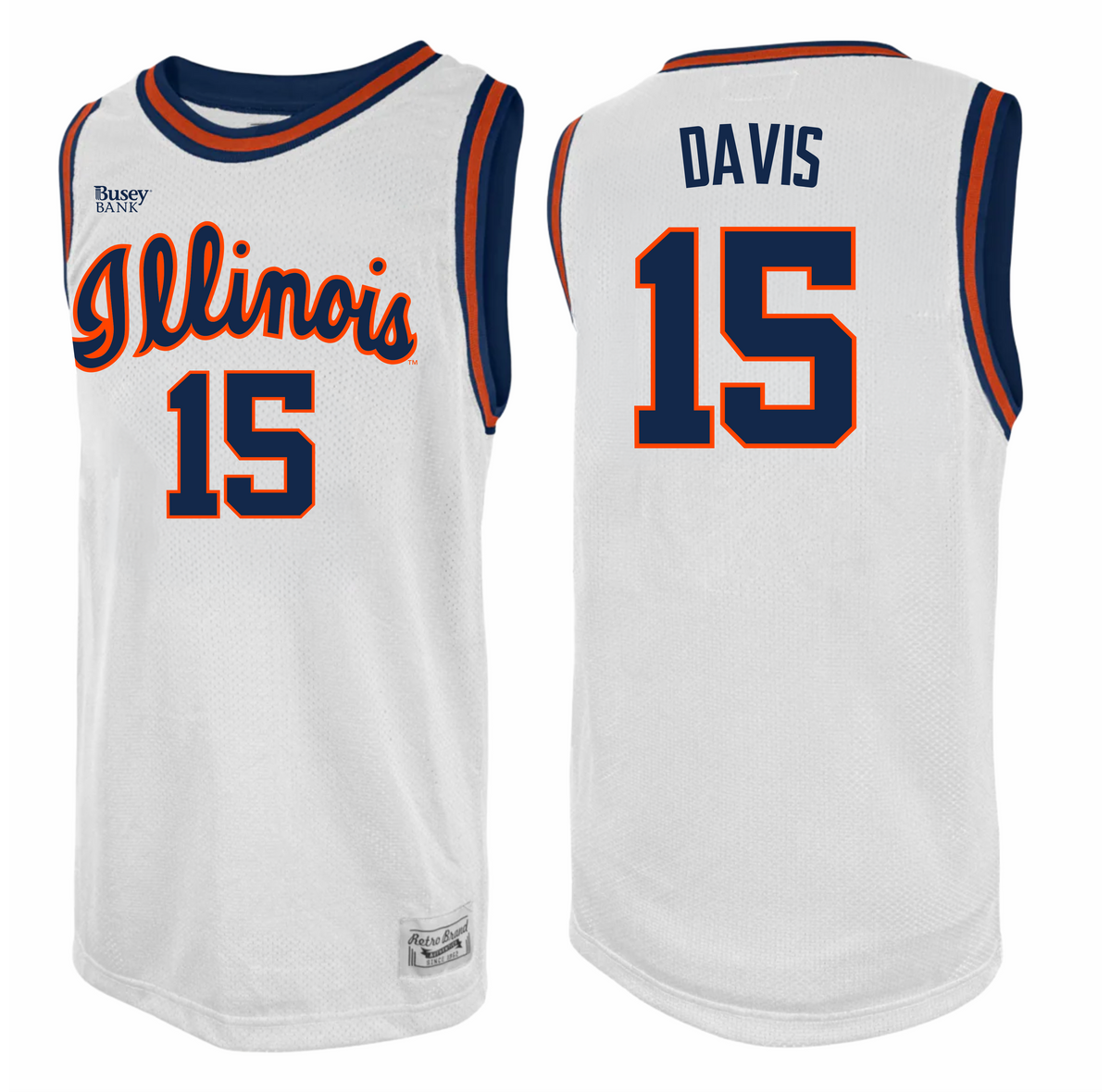 Illinois Fighting Illini Men's Retro Brand Basketball Jersey Jake Davis #15