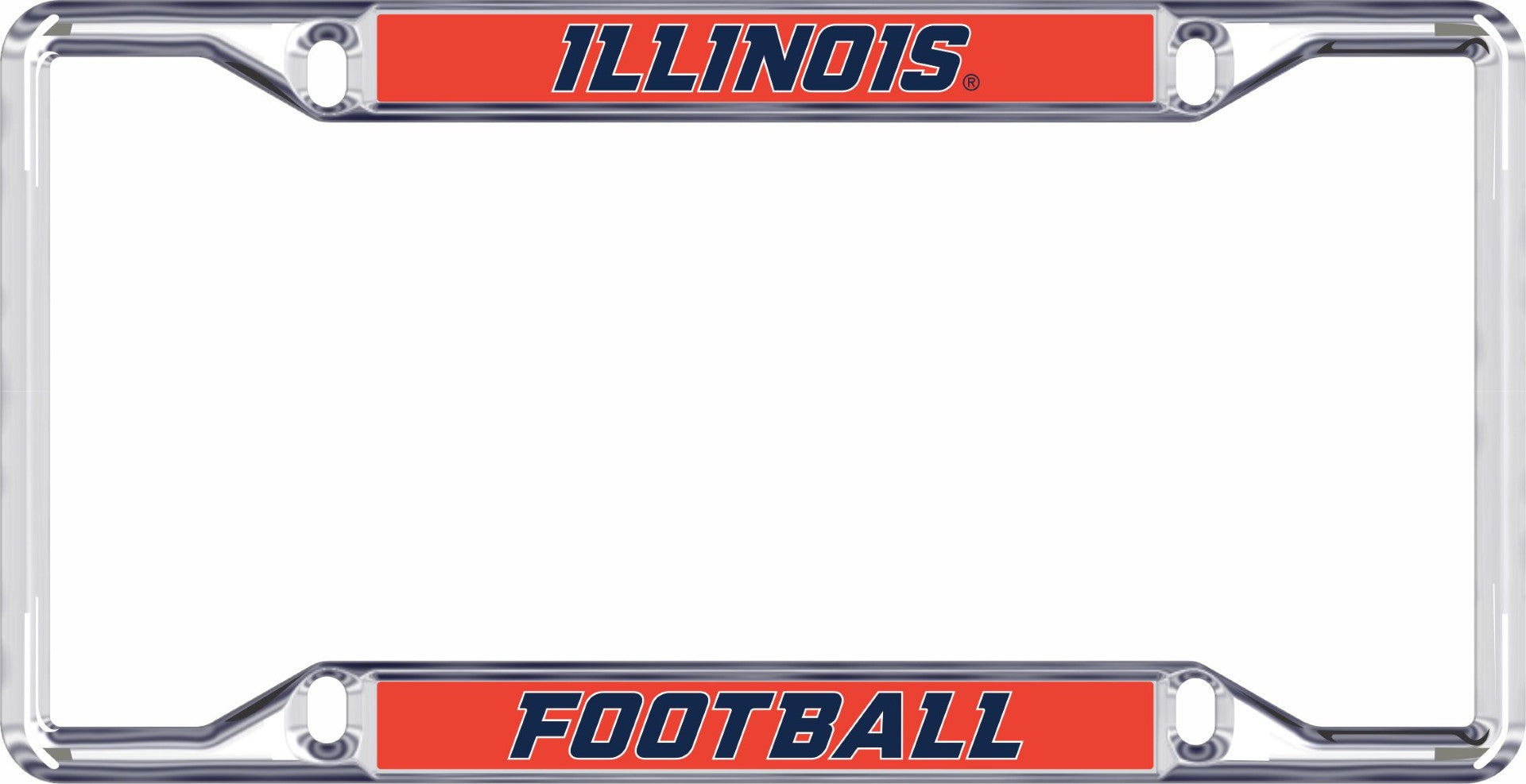 Illinois Fighting Illini Silver Football License Plate Frame