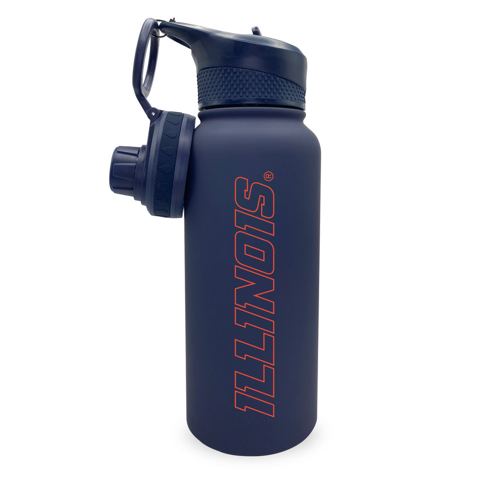 Illinois Water Bottle 34oz Navy Slant