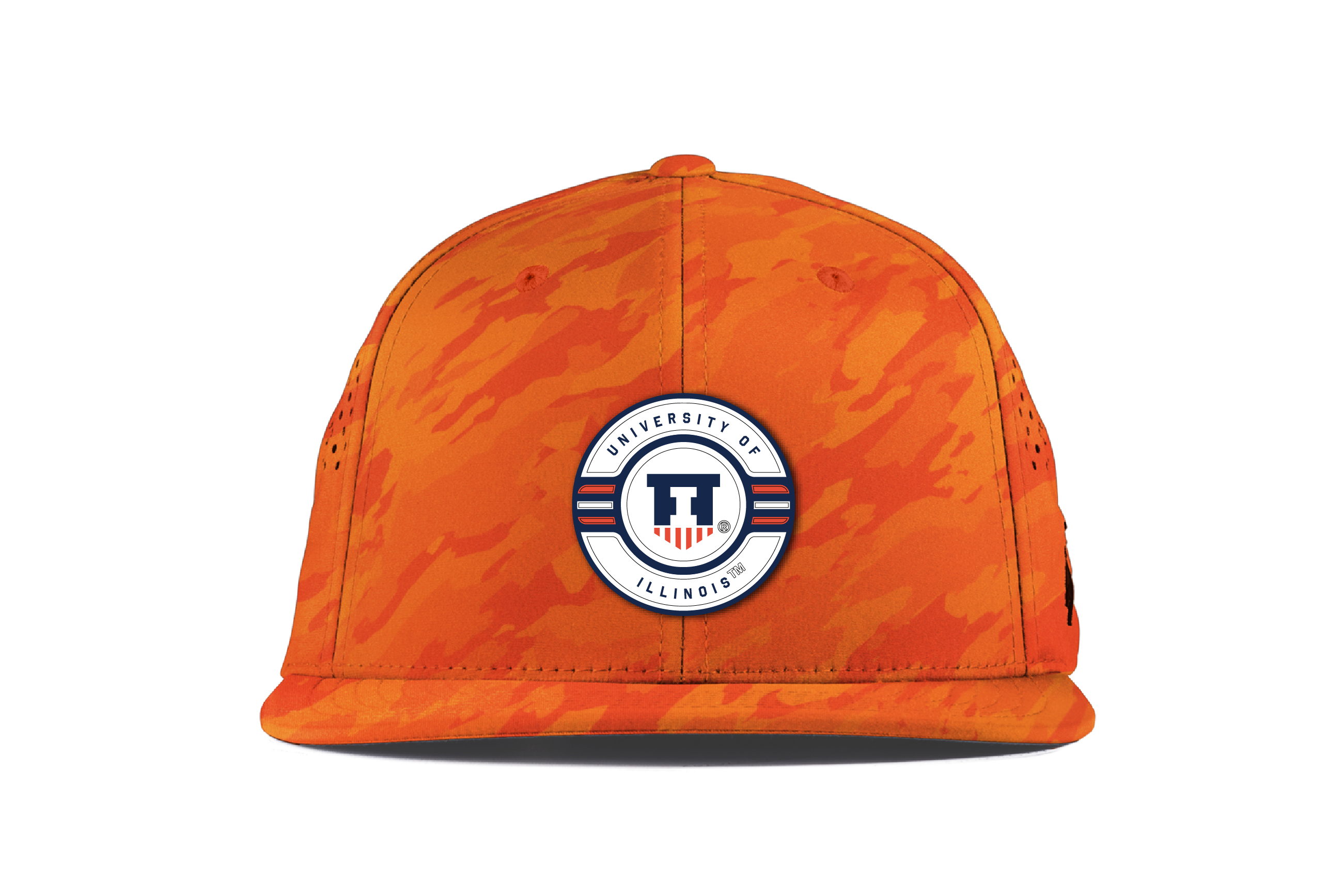 Illinois Hat Camo Orange Branded Bills Circle Logo