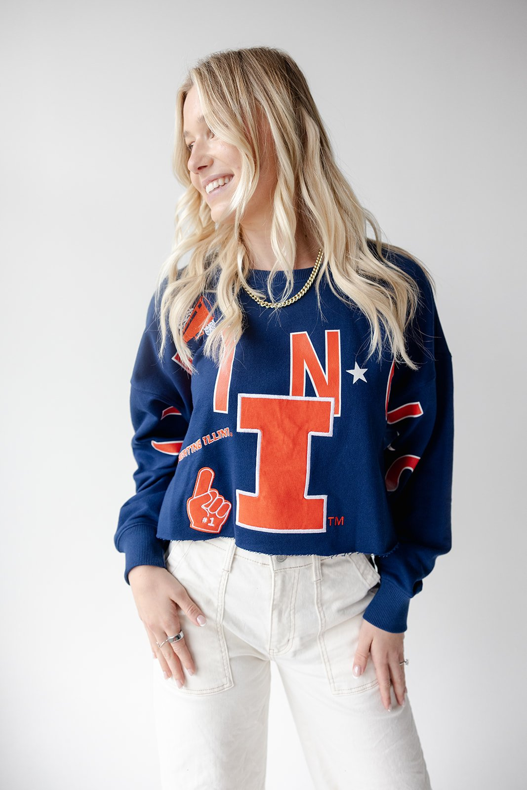 Illinois Fighting Illini Women's Patched up Crop Crew