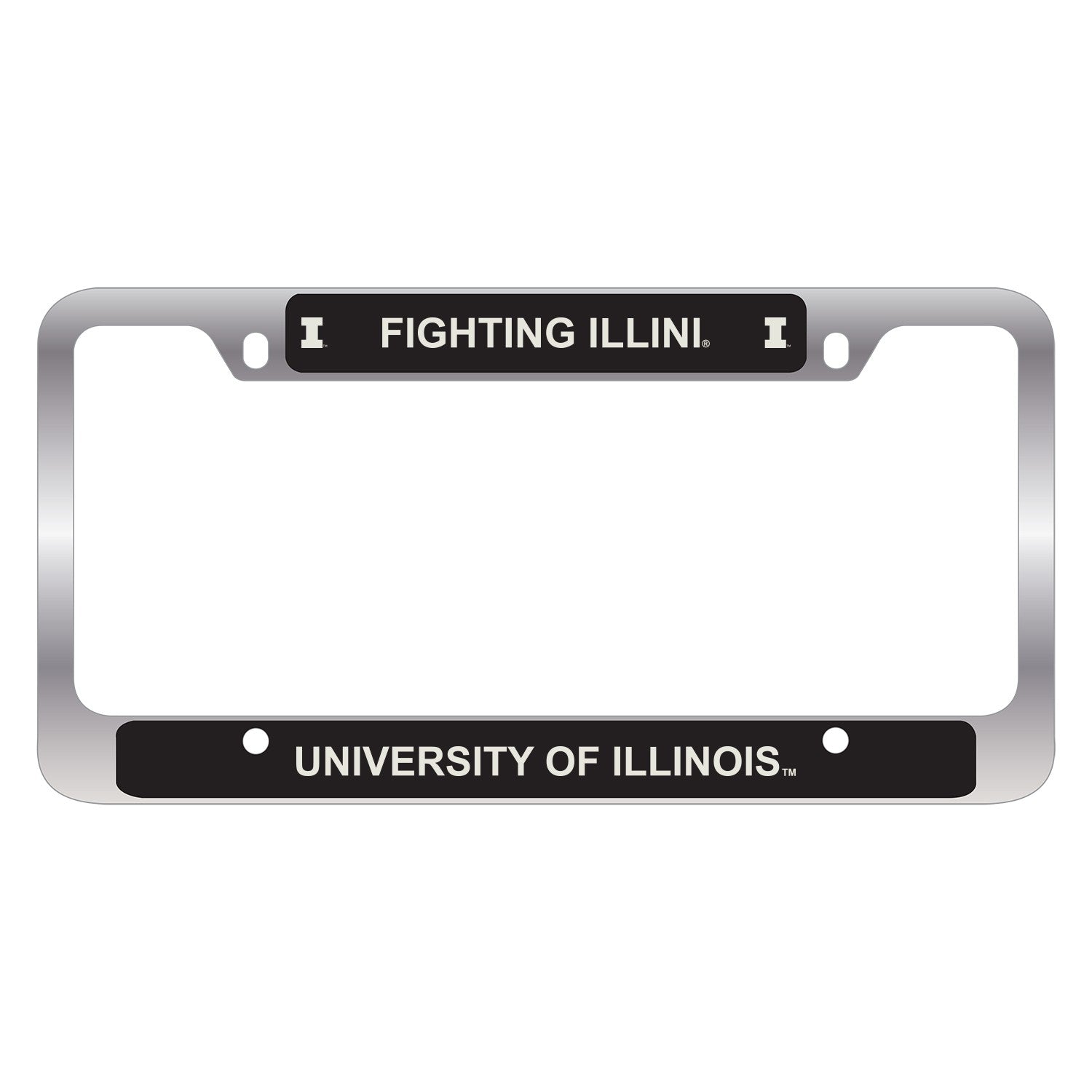 Fighting Illini Silver & Black Plate Frame