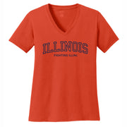 Illinois T-Shirt Women's Orange Puff Outline