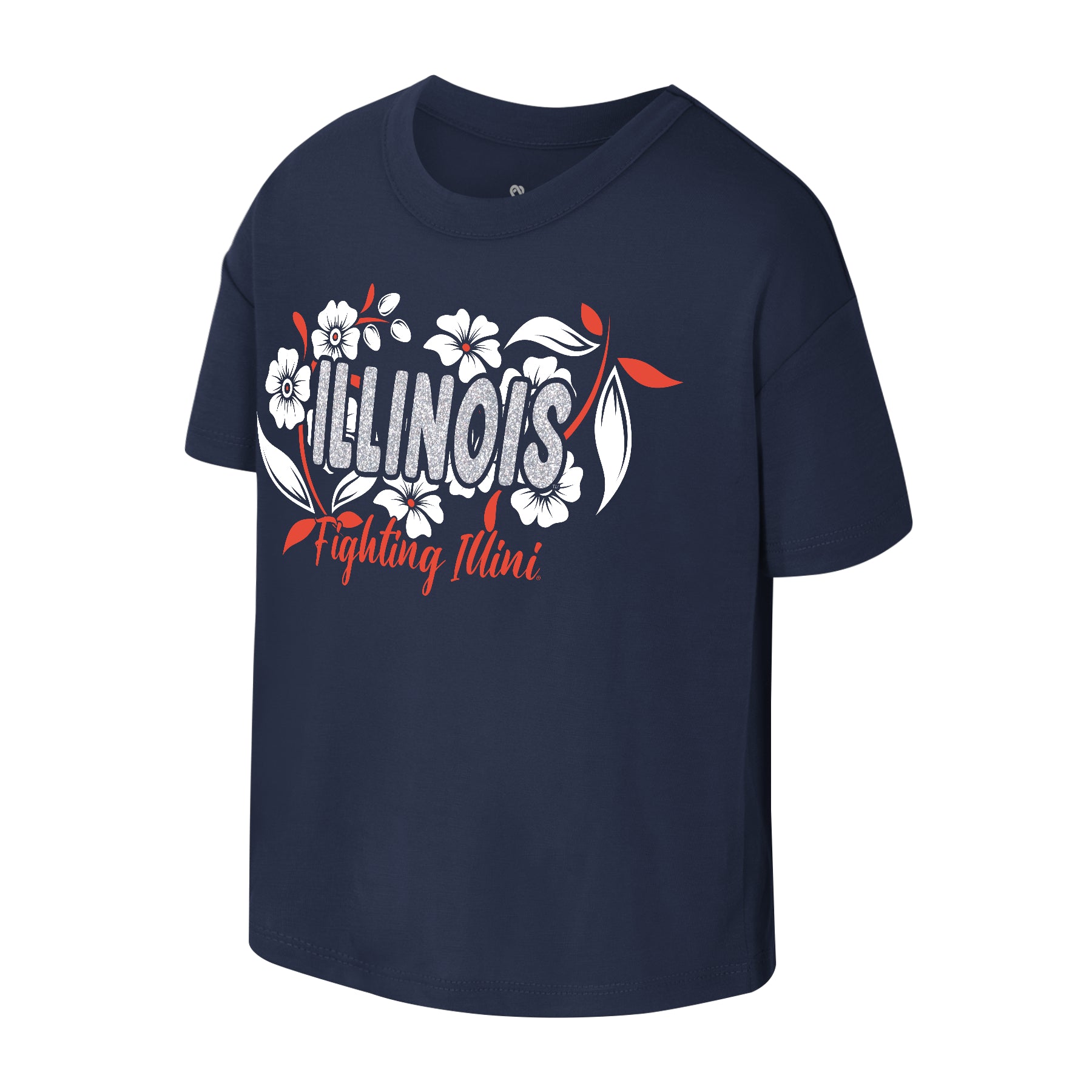 Illinois Toddler Tee Navy Flower Sparkles