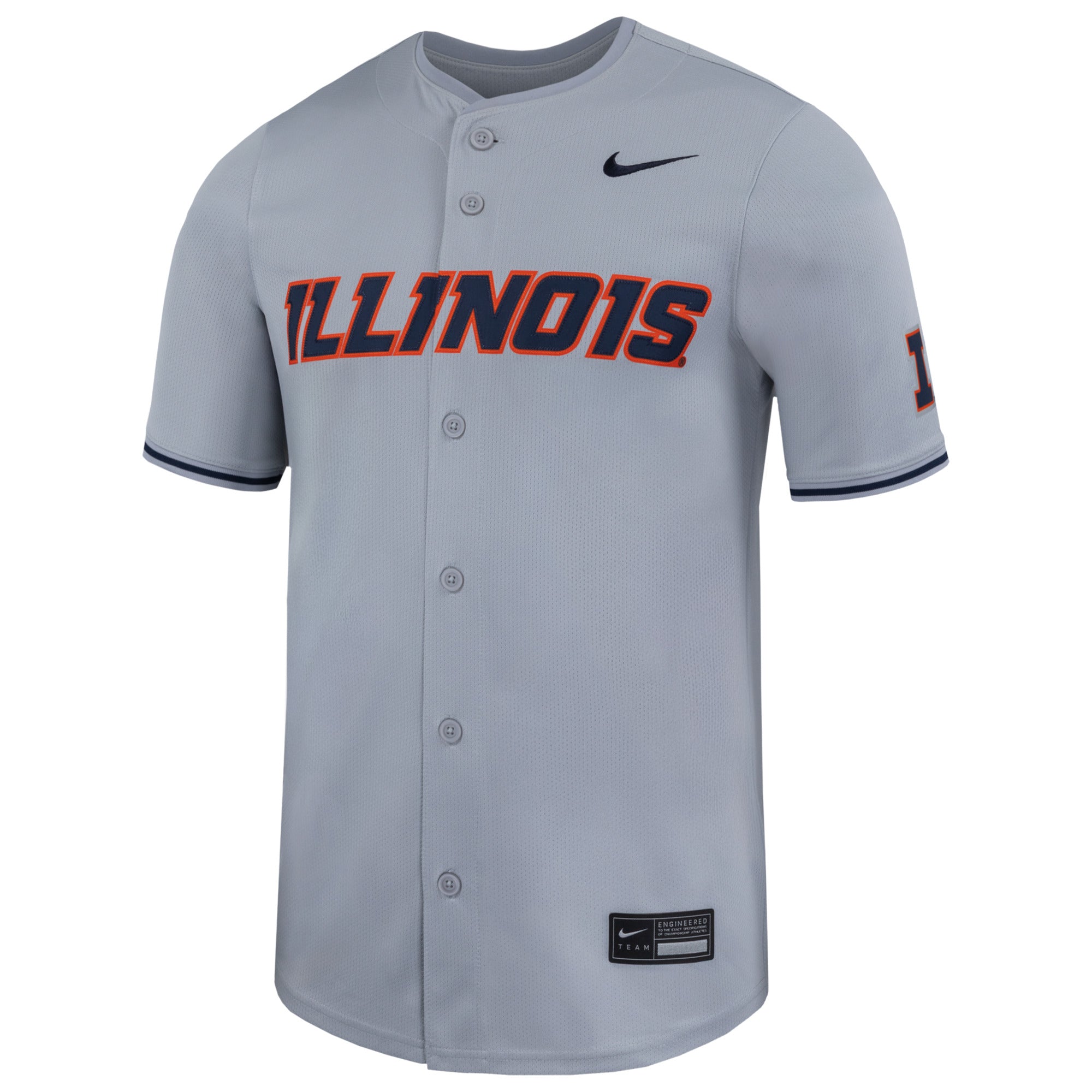 Illinois Baseball Jersey Men's Nike Grey Athletic Slant