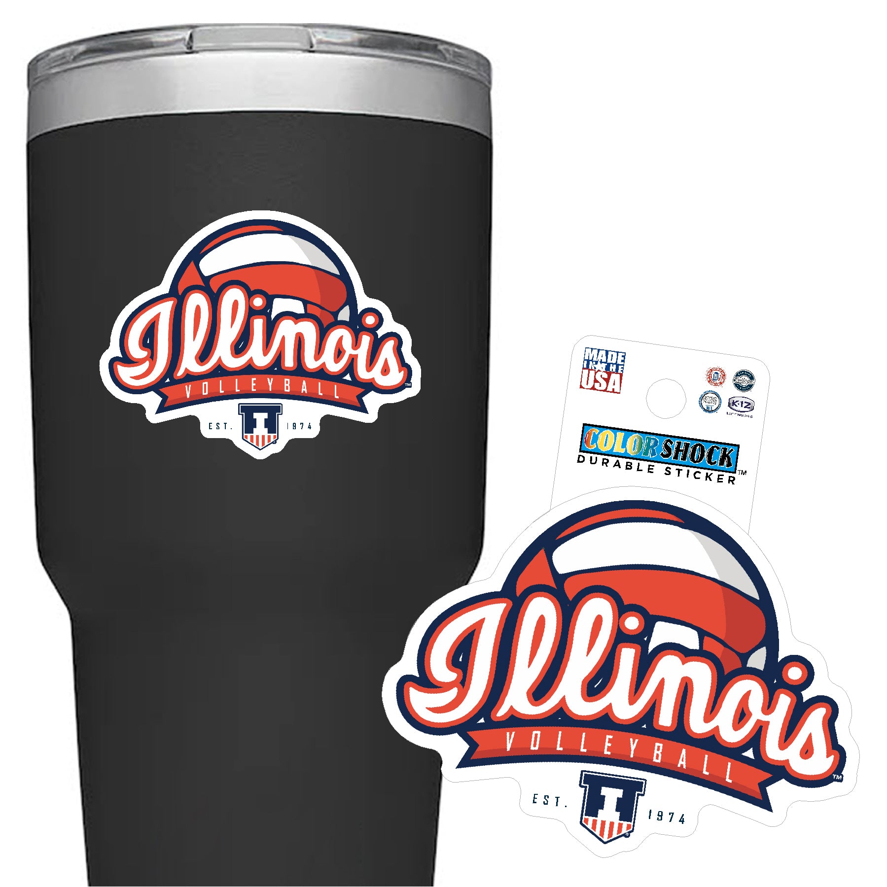 Fighting Illini Volleyball Sticker