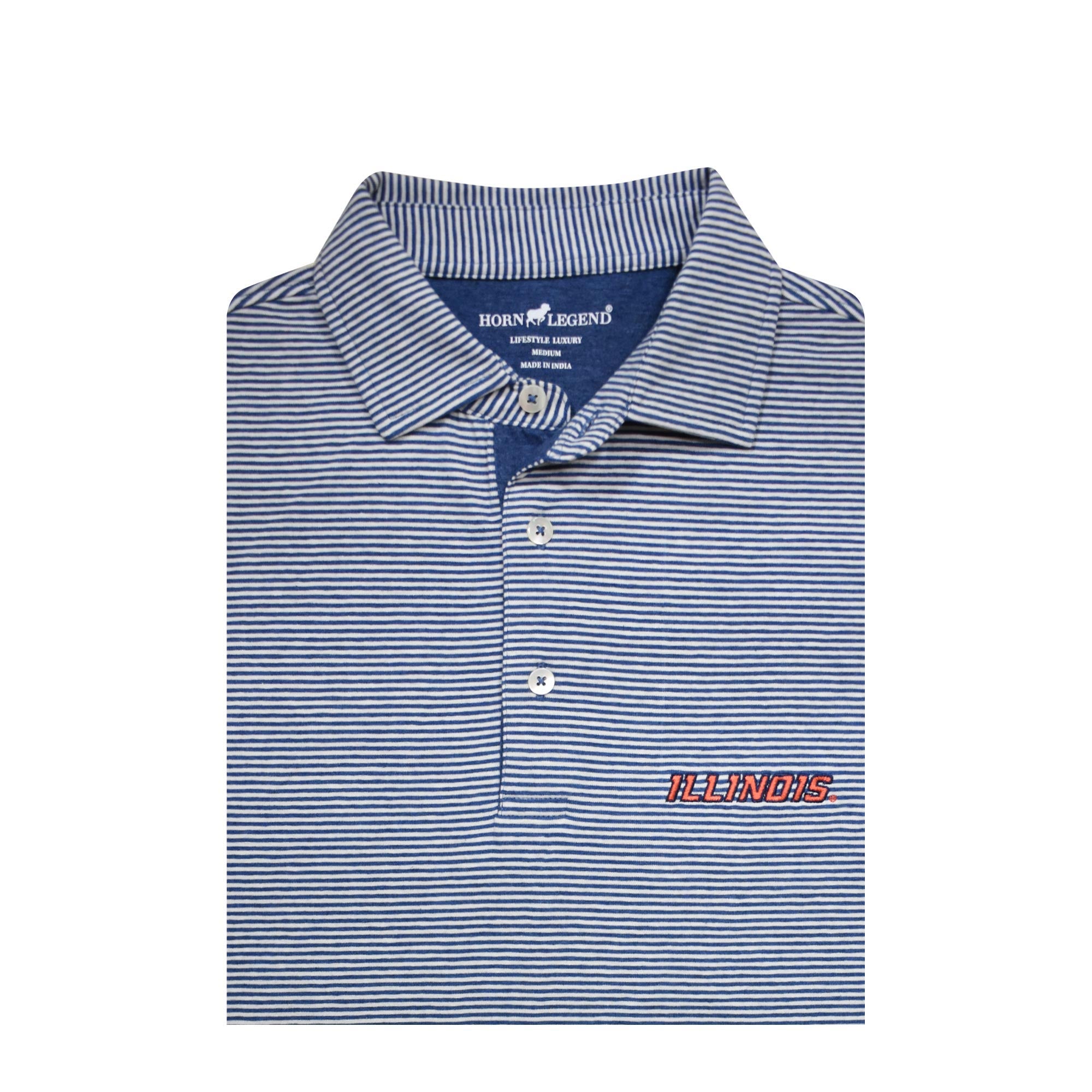 Illinois Polo Men's Striped Navy Horn Legend