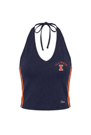 Illinois Top Women's Navy/Orange Hype & Vice Tie Halter