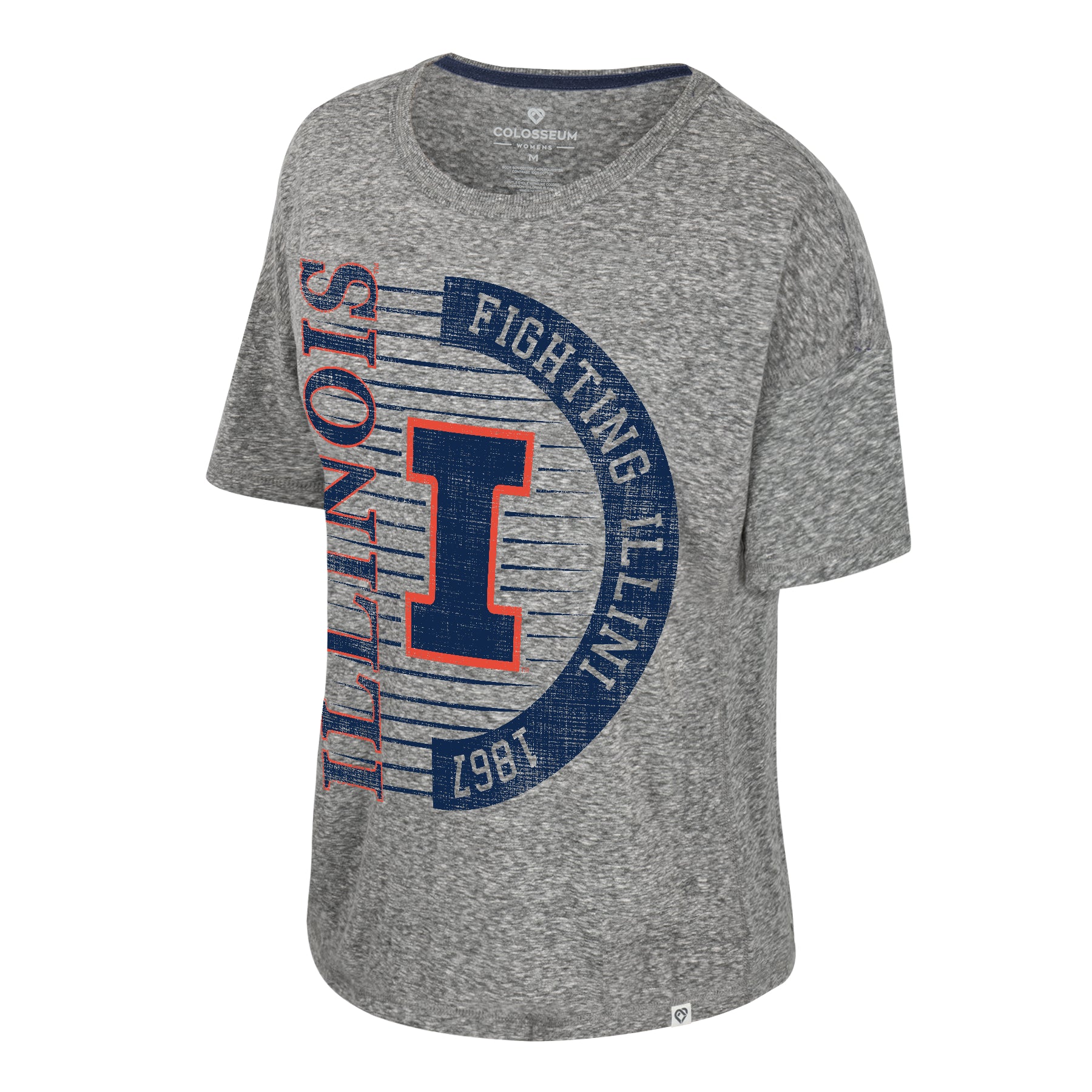 Illinois Tee Women's Grey Distressed Design