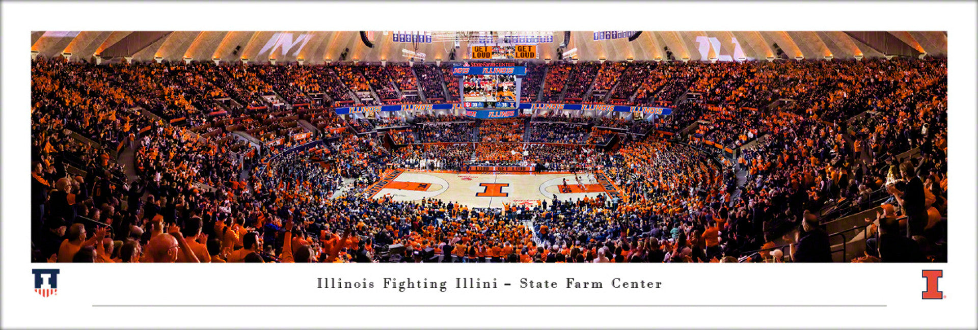 Illinois Fighting Illini Men's Basketball Panoramic Picture - State Farm Center Fan Cave Decor Unframed