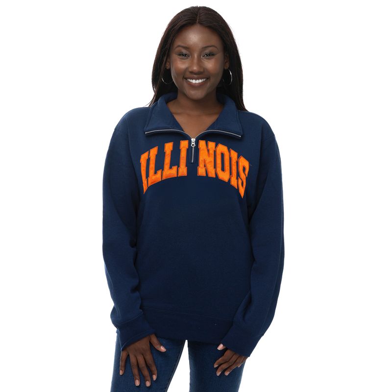 Illinois Fighting Illini Women's Satin Quarter Zip Sweatshirt