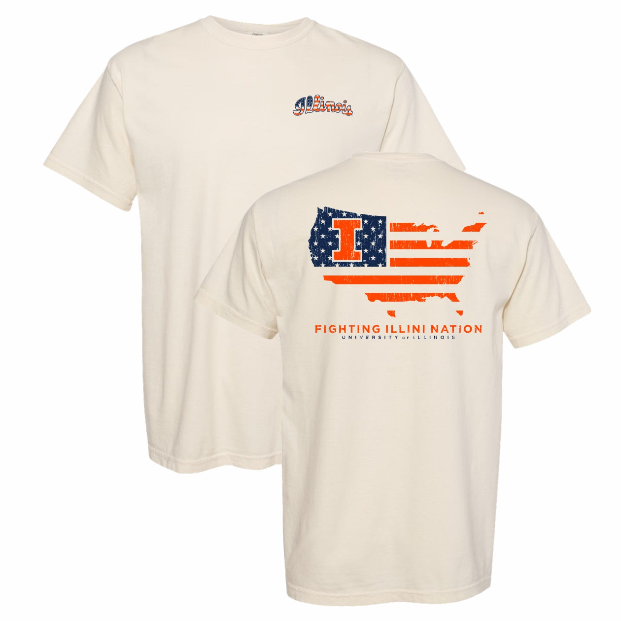 Illinois Fighting Illini Nation Patriotic Tee Tan