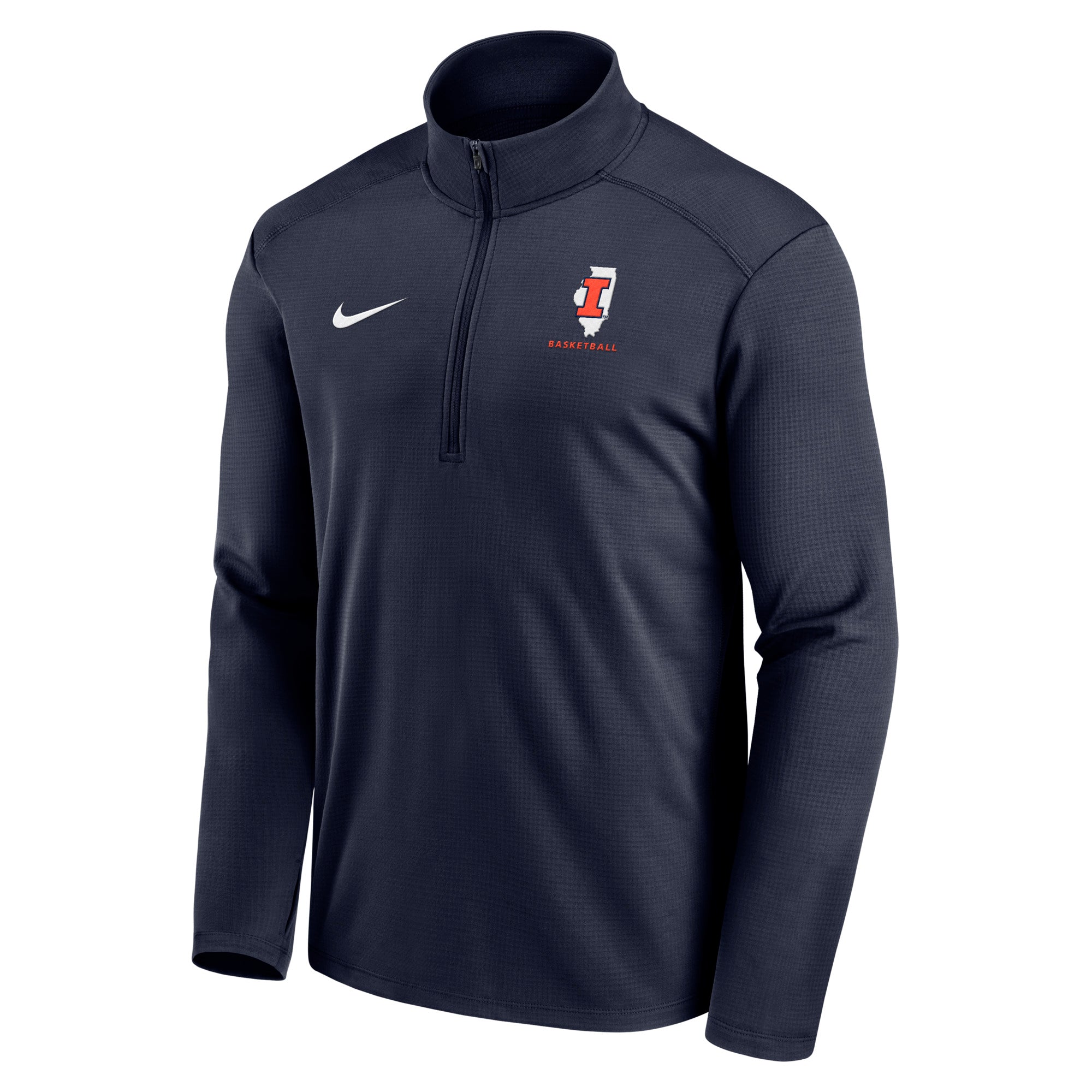 Illinois Basketball State Shape Navy Nike Half-Zip