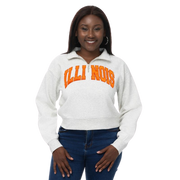 Fighting Illini Women's Oatmeal Satin Crop Quarter Zip Sweatshirt