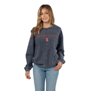 Illinois Sweatshirt Women's Navy Textured Crewneck
