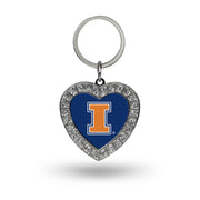 Illinois Fighting Illini Rhinestone Silver Keychain