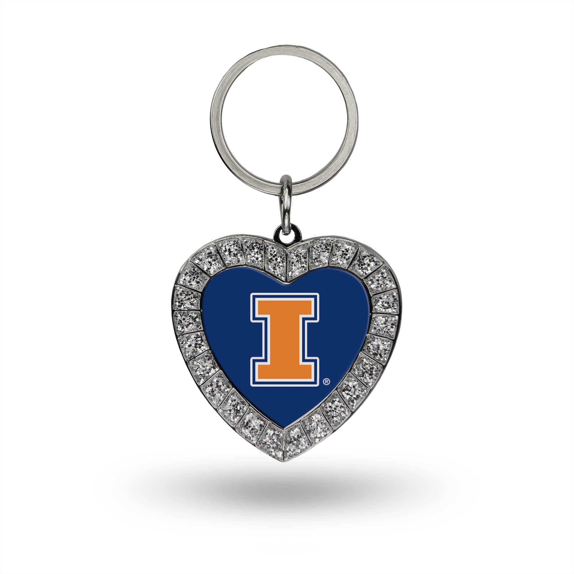 Illinois Fighting Illini Rhinestone Silver Keychain