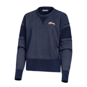 Fighting Illini Women's Navy Antigua Sueded Script Crewneck