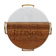 Fighting Illini Marble & Acacia Wood 4-Pack Coasters