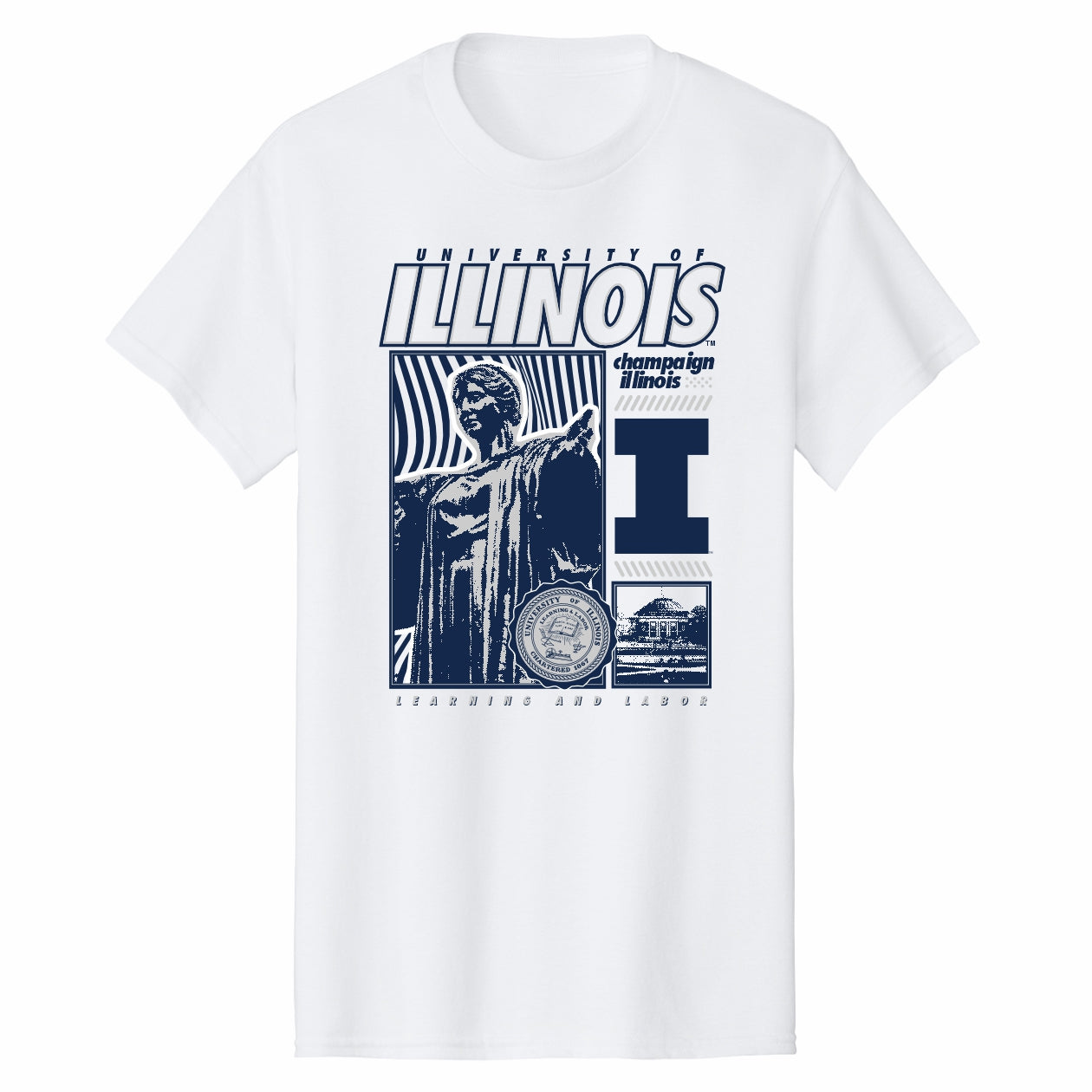 Illinois T-Shirt White/Navy Alma Mater