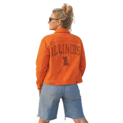 Fighting Illini Women's Orange Rhinestone Denim Jacket